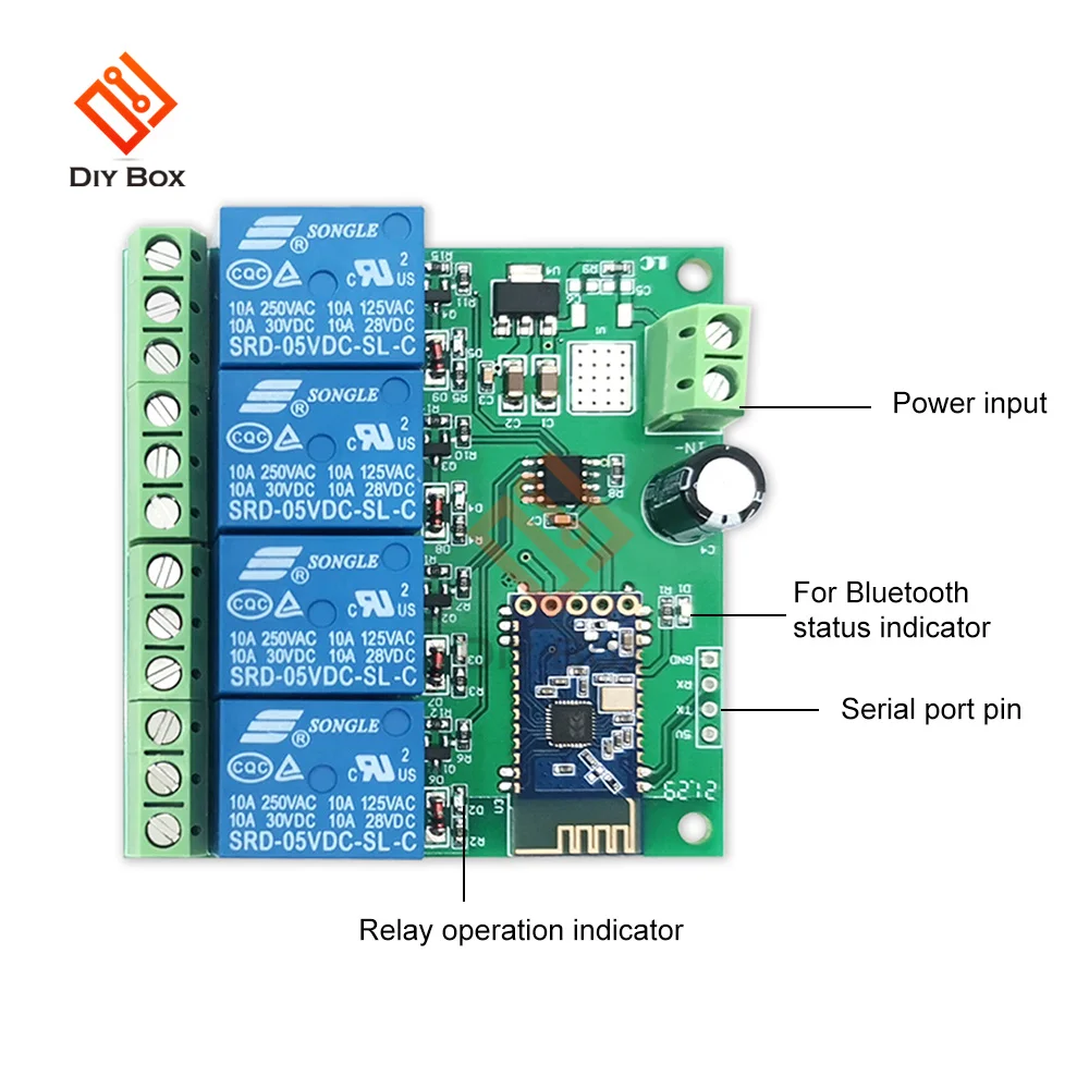 For Bluetooth Relay Module 1 2 4 Way Channel DC 5V/12V Internet Smart Remote Control Mobile Phone Switch Wireless Relay Module