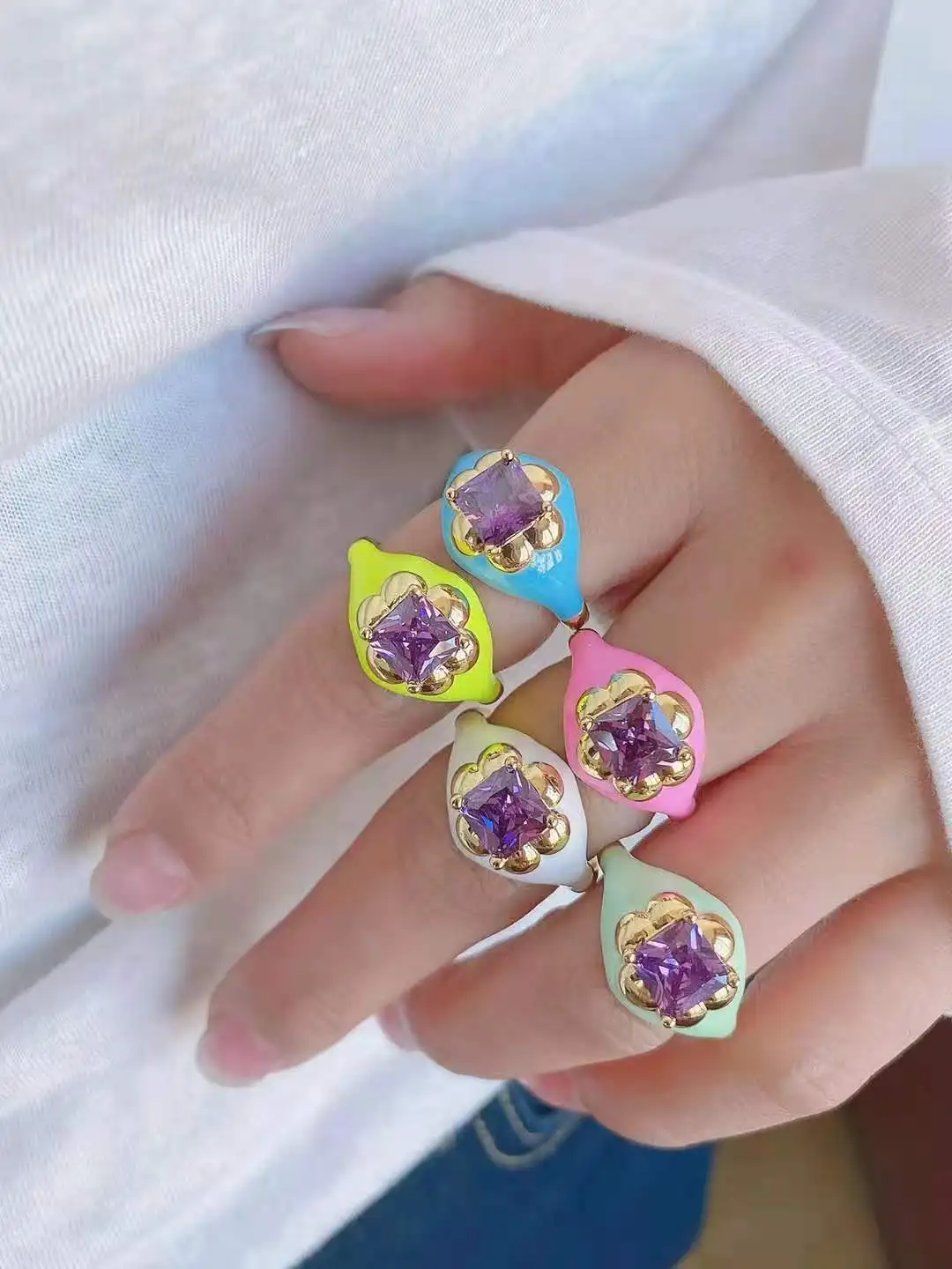 Color Planet Rings For Woman Hyperbole Geometric Shape Rings Fashion Jewelry Wedding Gifts