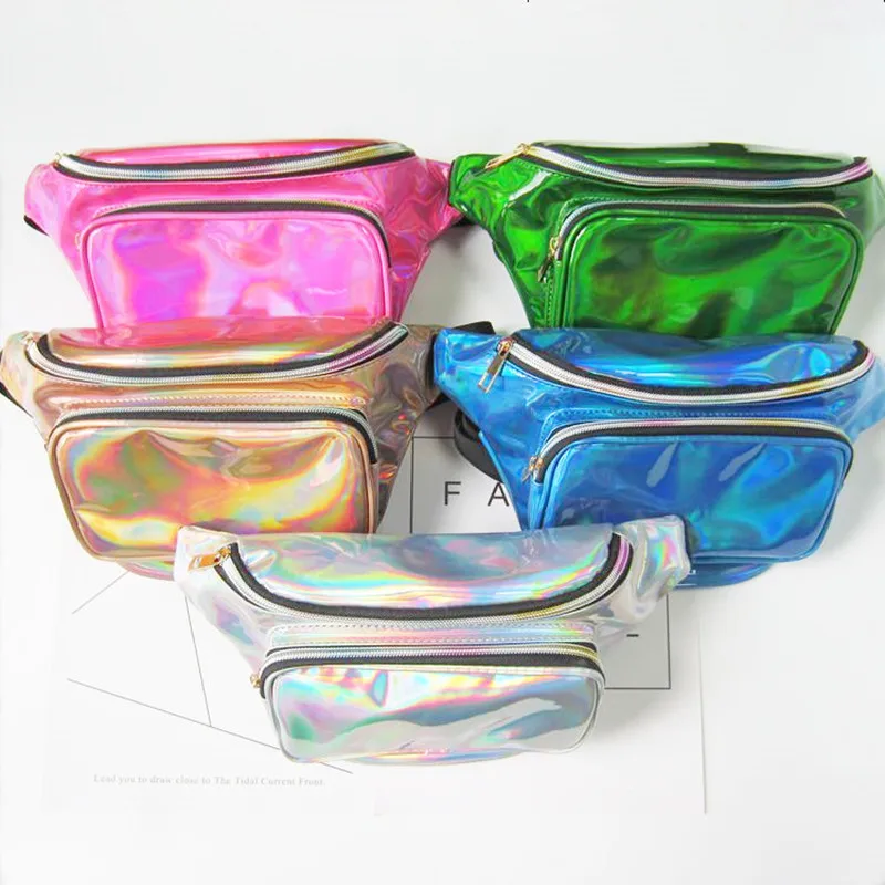 Thighbags fanny pack for women PU laser waist bag holographic leg bag leather for women\'s Belt buckle heuptas