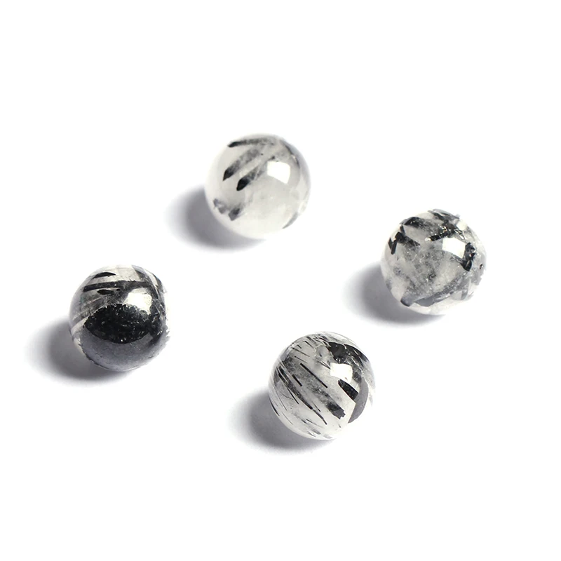 4A Natural Black Hair Crystal Rutilated Quartz Crystal Single Bead DIY Beads Jewelry Making