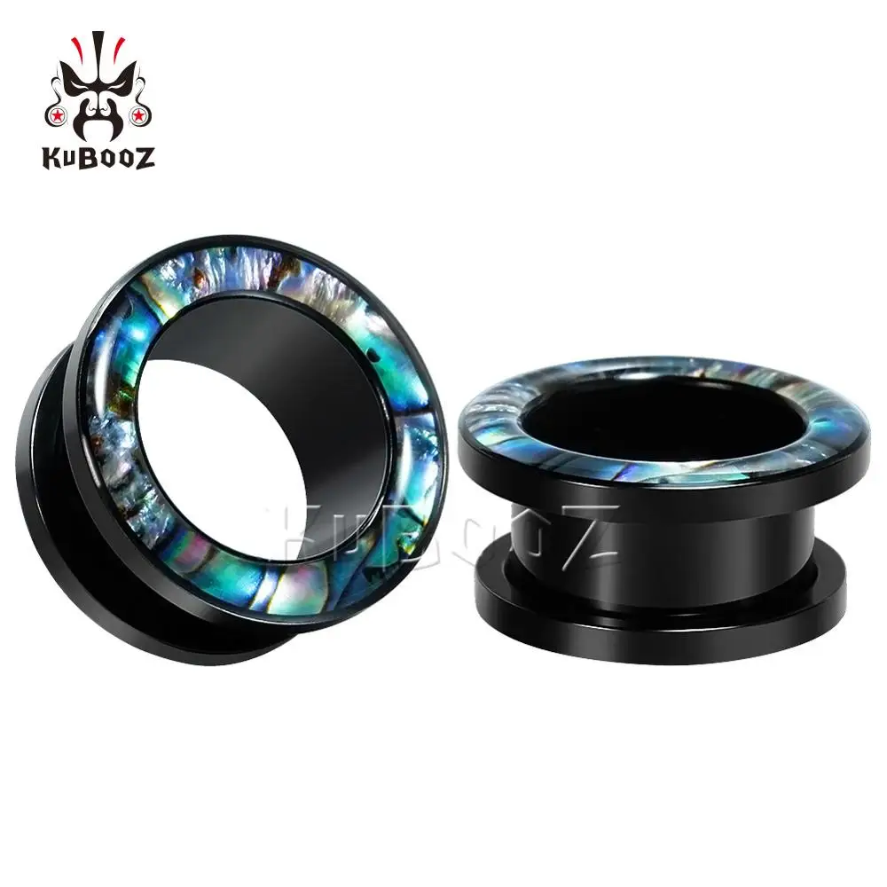 KUBOOZ Unisex Stainless Steel Hollow Shell Ear Tunnel Plug Expanders 6-25mm Fashion Earrings Body Piercing Jewelry Gift