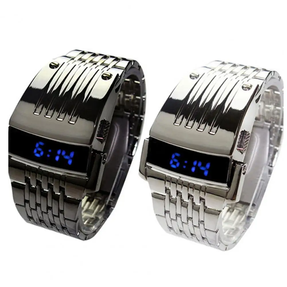 Wrist Watch LED Automatic Energy Saving Mode Stainless Steel Digital Calendar Sport Watch for Officer