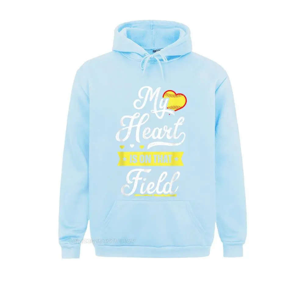 My Heart Is On That Field Shirt Gift Cute Mom Softball Novelty Hoodies Funny Long Sleeve Student Sweatshirts Cool Hoods