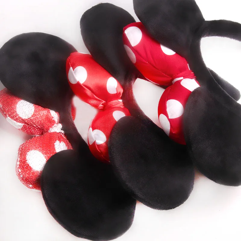 Disney Hair Bow Headband Minnie Mickey Mouse Polka Dot Bow DY black ear headband Christmas hair accessories