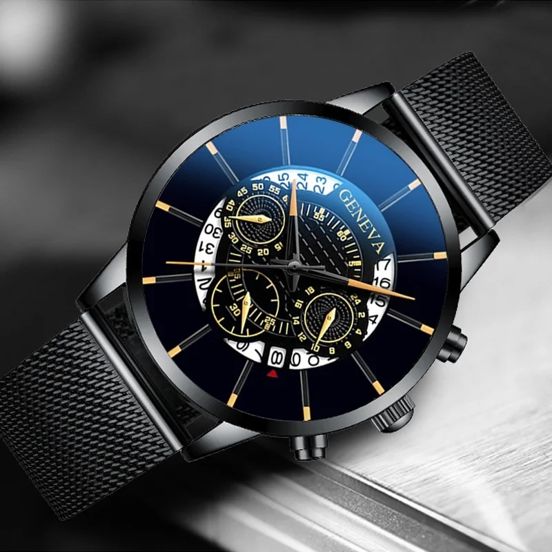 New Geneva Watch Men Watches Stainless Steel Calendar Quartz Wristwatches Men Sports Watches Reloj Hombre Relogio Masculino - view 4