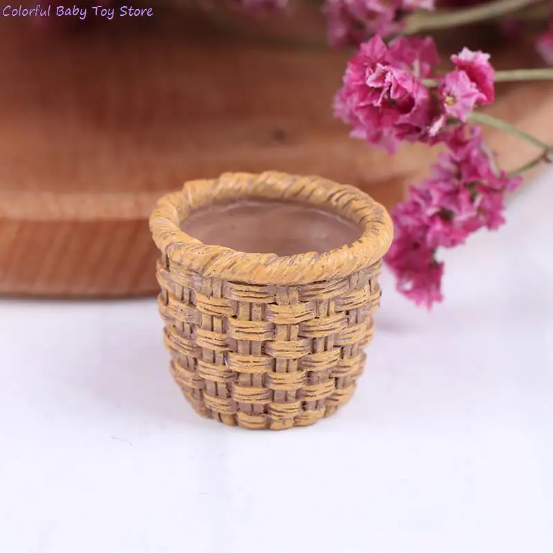 New 1:12 Dollhouse Miniature Weaving Bamboo Basket Vegetable Basket Model Toys