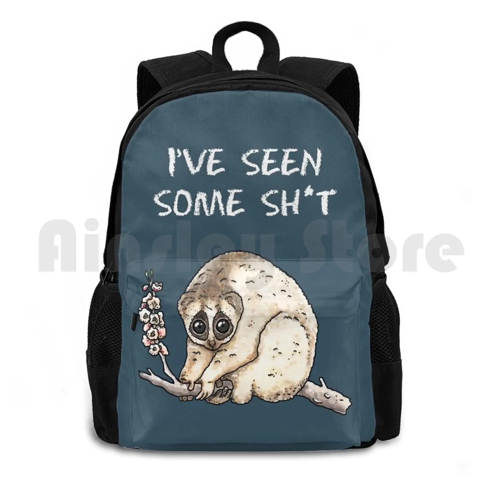 Slow Loris-Animal Series Outdoor Hiking Backpack Waterproof Camping Travel Slow Loris Lori Primate Eyes Flowers Enjoy Animal