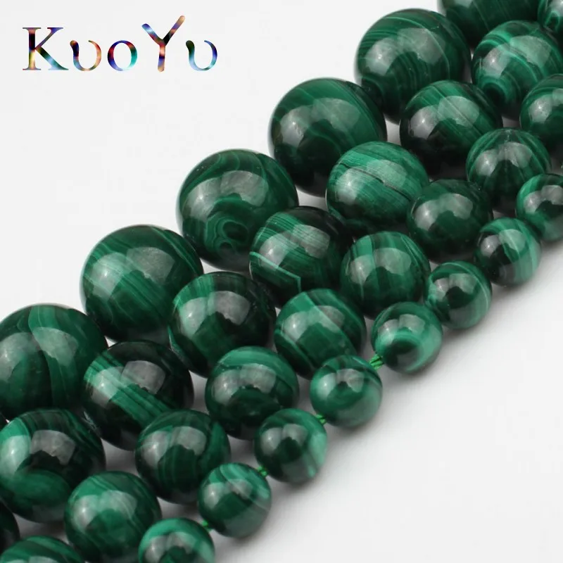 AAA Natural Malachite Round Loose Stone Beads Fit DIY Bracelet Necklace Needlework Beads For Jewelry Making 6 8 10 12 mm 7.5inch