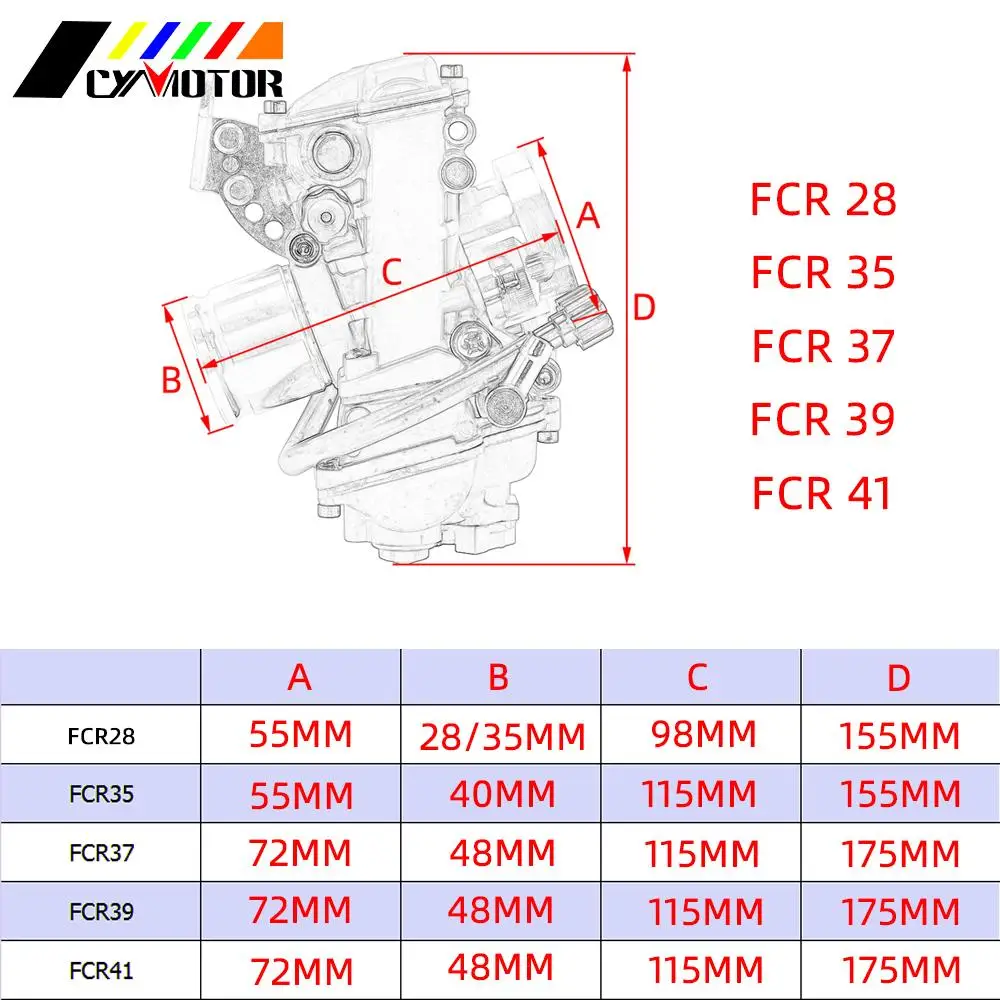 FCR 28 31 33 35 37 39 41mm FCR Carburetor FCR39 For Keihin CRF450 CRF650 FS450 Husqvarna450 KTM Racing Motors Good Power