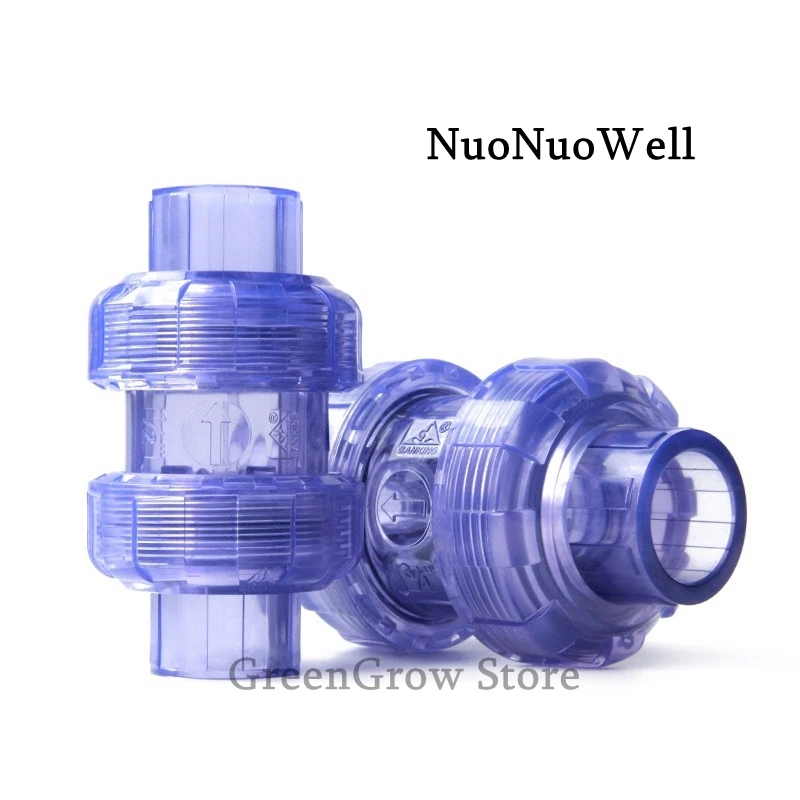 1pc 20~63mm Hi-Quality Transparent UPVC Flap Check Valve Aquarium Tank PVC Union Joint Industrial Water Pipe Non-Return Valve