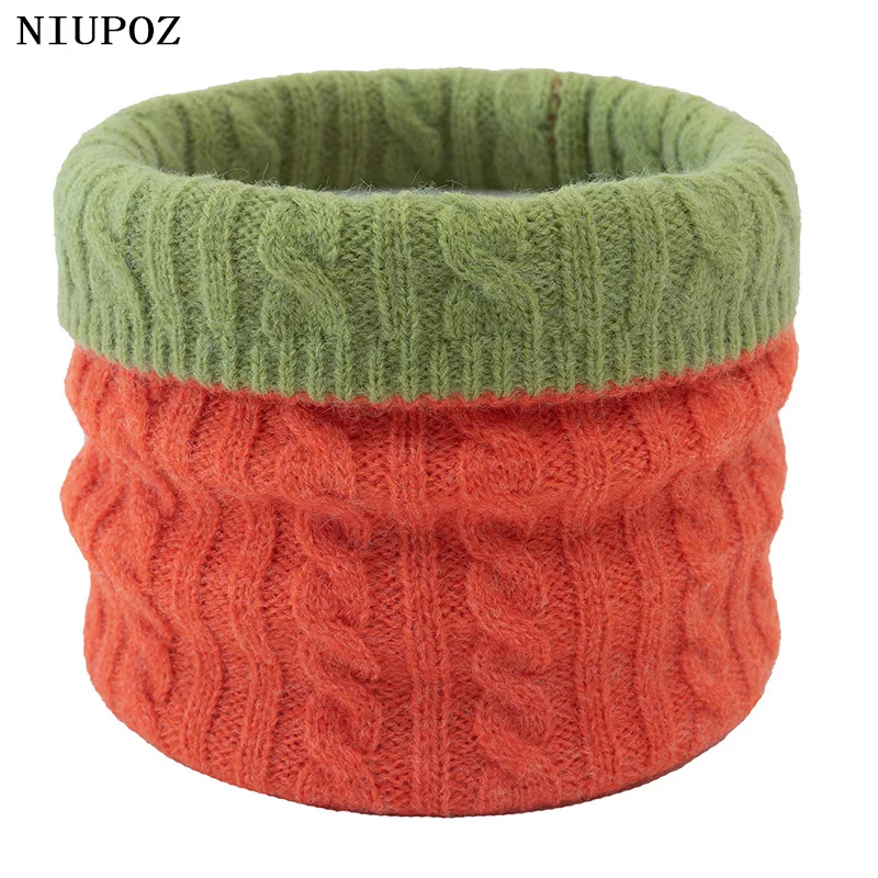 Women Fashion Winter Unisex Warm Solid Knitted Ring Scarf Bandana Scarf Headband Elasticity Plus Velvet Available On Both Sides