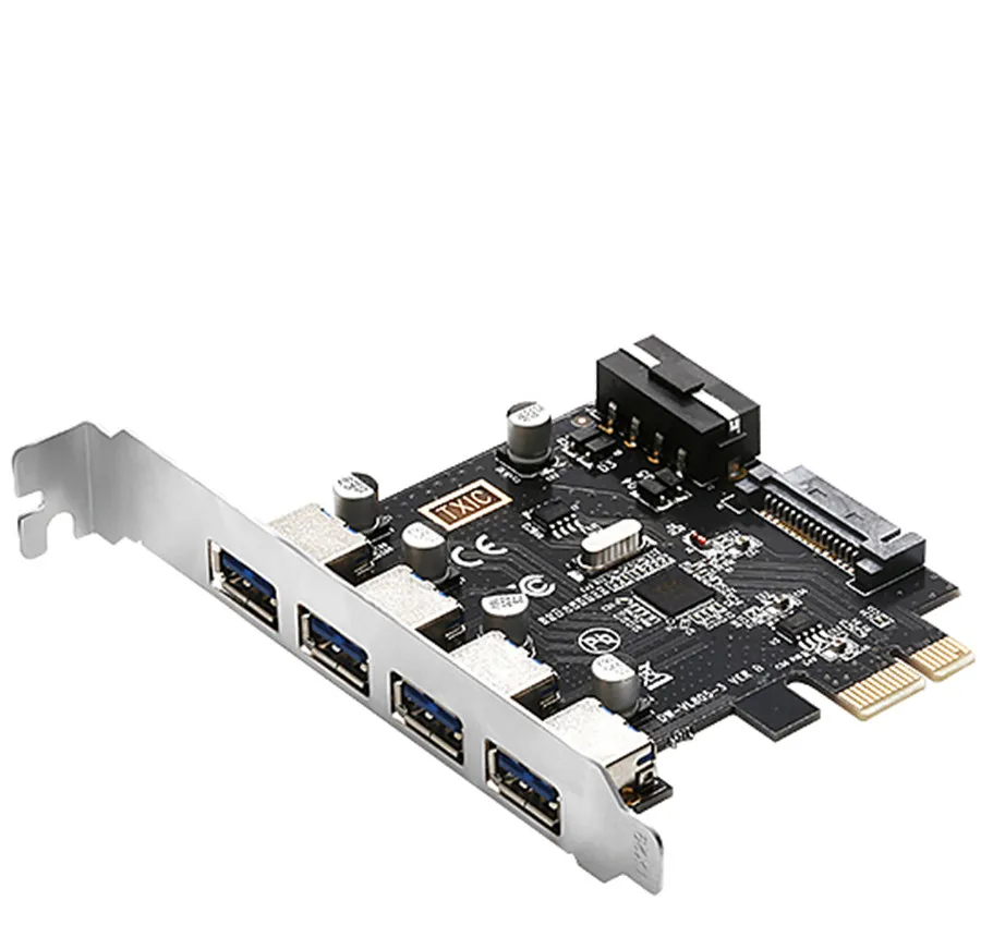 

PCI-E to USB3.0 4-Port Adapter Expansion Card Connector Dual Interface for Windows XP Vista Windows 7 Linux Windows 8