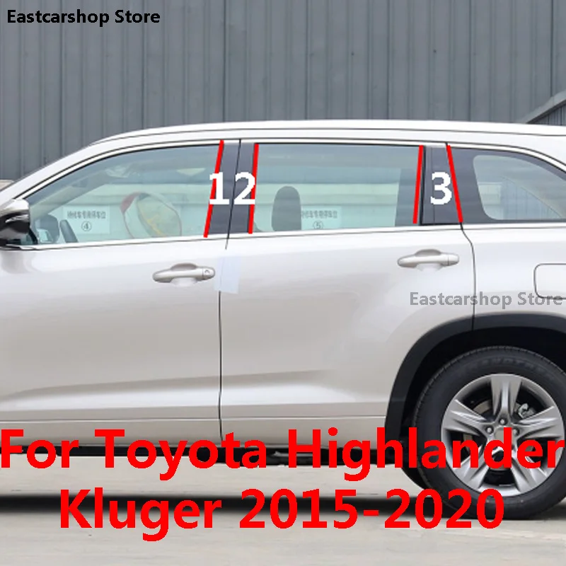 

Для Toyota Highlander Kluger 2020 2019 2018 автомобиля углеродное волокно двери окна средняя Колонка B C столб черные полосы наклейки 2017 2016