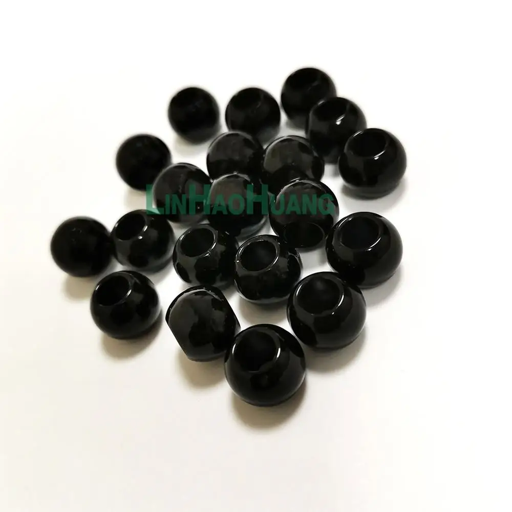 100pcs/lot Black Acrylic Round Pony Beads 9.5*12mm with 6mm hole for Kids Craft Kandi Bracelet