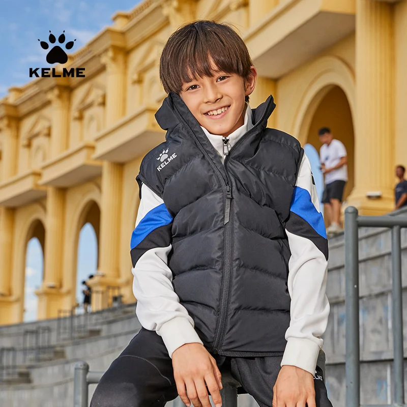 KELME Children\'s Cotton Vest Boys And Girls Winter New Coat Football Training Thickened Warm Jacket 8161MJ3001