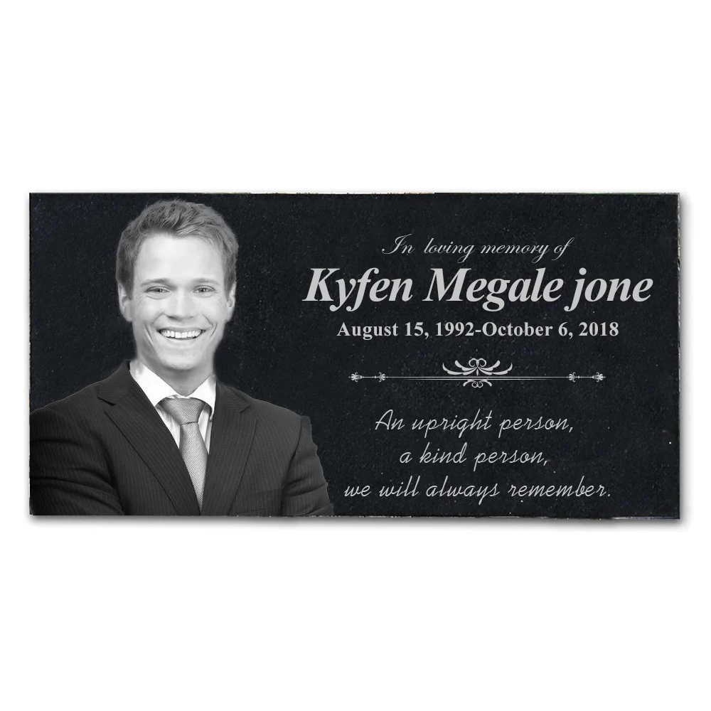 Character memorial stone  Marble stone can engrave photos  for Loved one's death Memorial gift - 12 x6 Inches JSYS