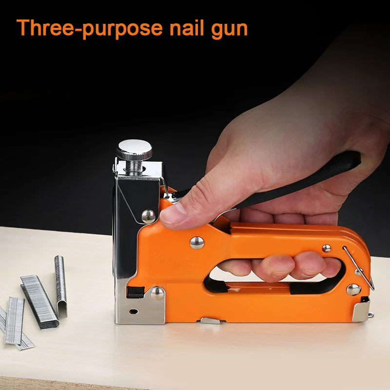 Heavy Duty Manual Nail Stapler, Wood Hand, Door Framing, Finish, Furniture Stapler, Tool, Woodworking Tools, T, U Type, 3 in 1