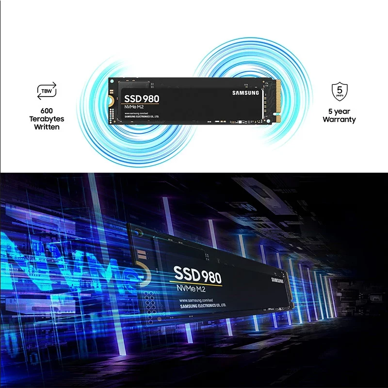 Внутренний твердотельный накопитель SAMSUNG 980, SSD NVMe M.2 250 ГБ 500 Гб ТБ, жесткий диск TLC PCIe Gen 3,0x4, NVMe 1,4 для настольных ПК