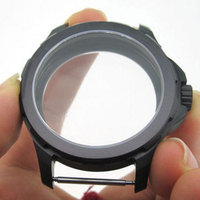 44mm Parnis PVD Solid 316L Stainless Steel Black Case Hardened Mineral Glass fit 6497 6498 ST 36 Movement Watch Case Parts