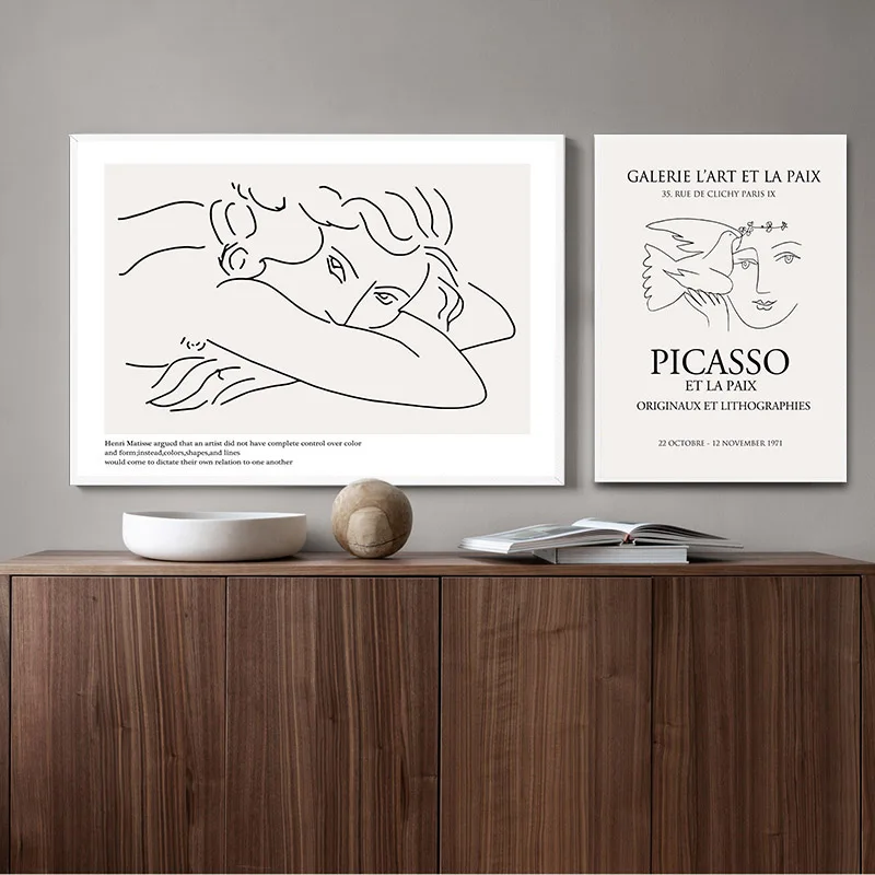 Matisse Art Line Drawing Poster Abstract Minimalist Wall Art Canvas Print Famous Painting Moder Decorative Picture