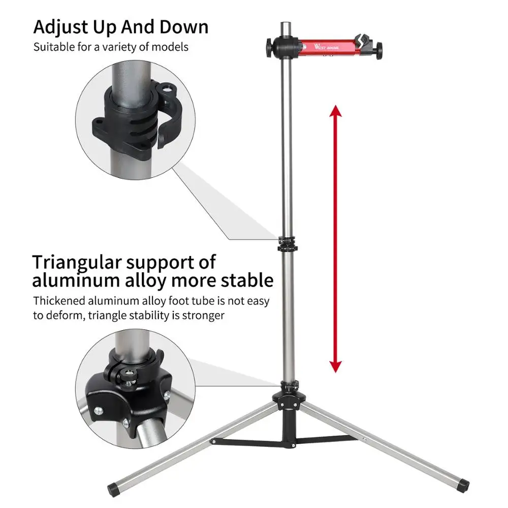 WEST BIKING Bike Repair Stand Aluminum Alloy MTB Road Bike Work Stand Pro Bicycle Repair Tools Adjustable Foldable Parking Racks