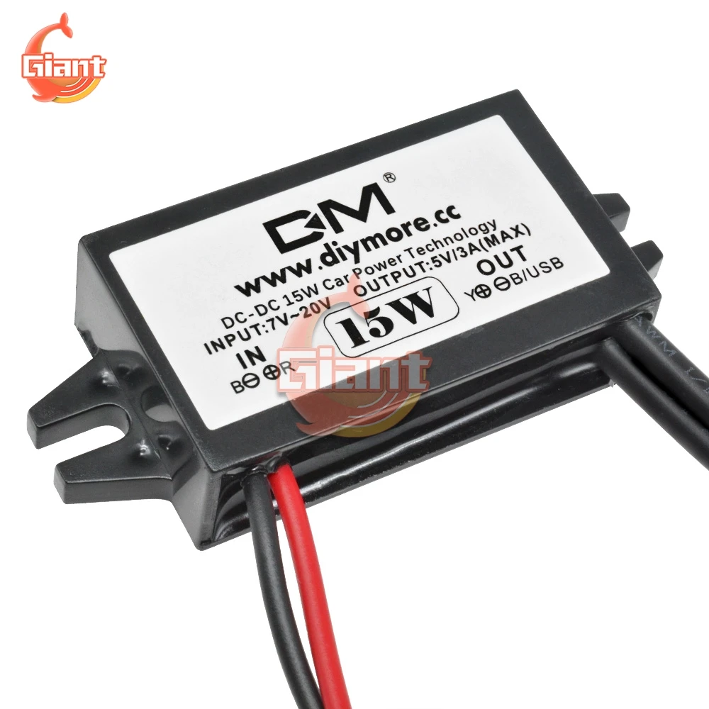 UN3F usb車の電源充電器dc降圧コンバータモジュール電圧レギュレータ12に5 v 3A 15ワット防水ステップダウンボルト電源モジュール