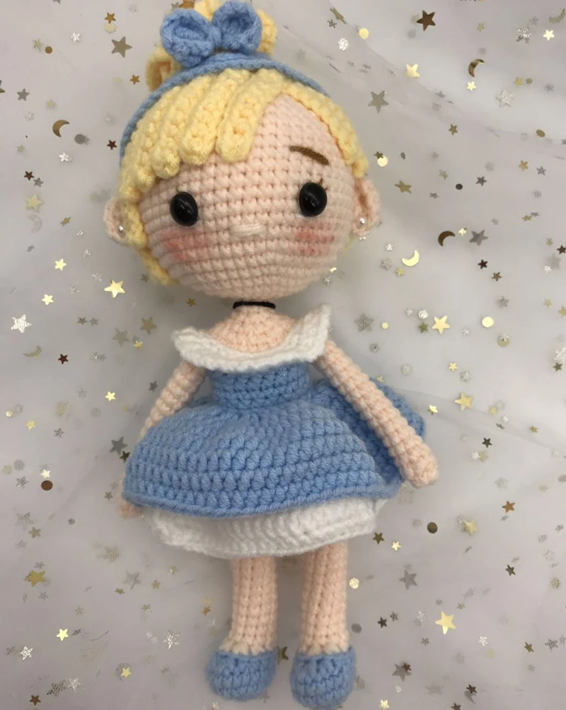 Knitting Dolls Hand Cinderella Snow White princess doll Dolls Crochet Yarn  Handmade Knitted Toy finished Knit FabricToy present