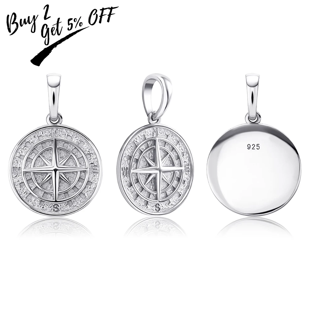 TOPGRILLZ 100% 925 Sterling Silver Compass Pendant High Quality Gold Plated Fine Jewelry Personalized Jewelry For Women