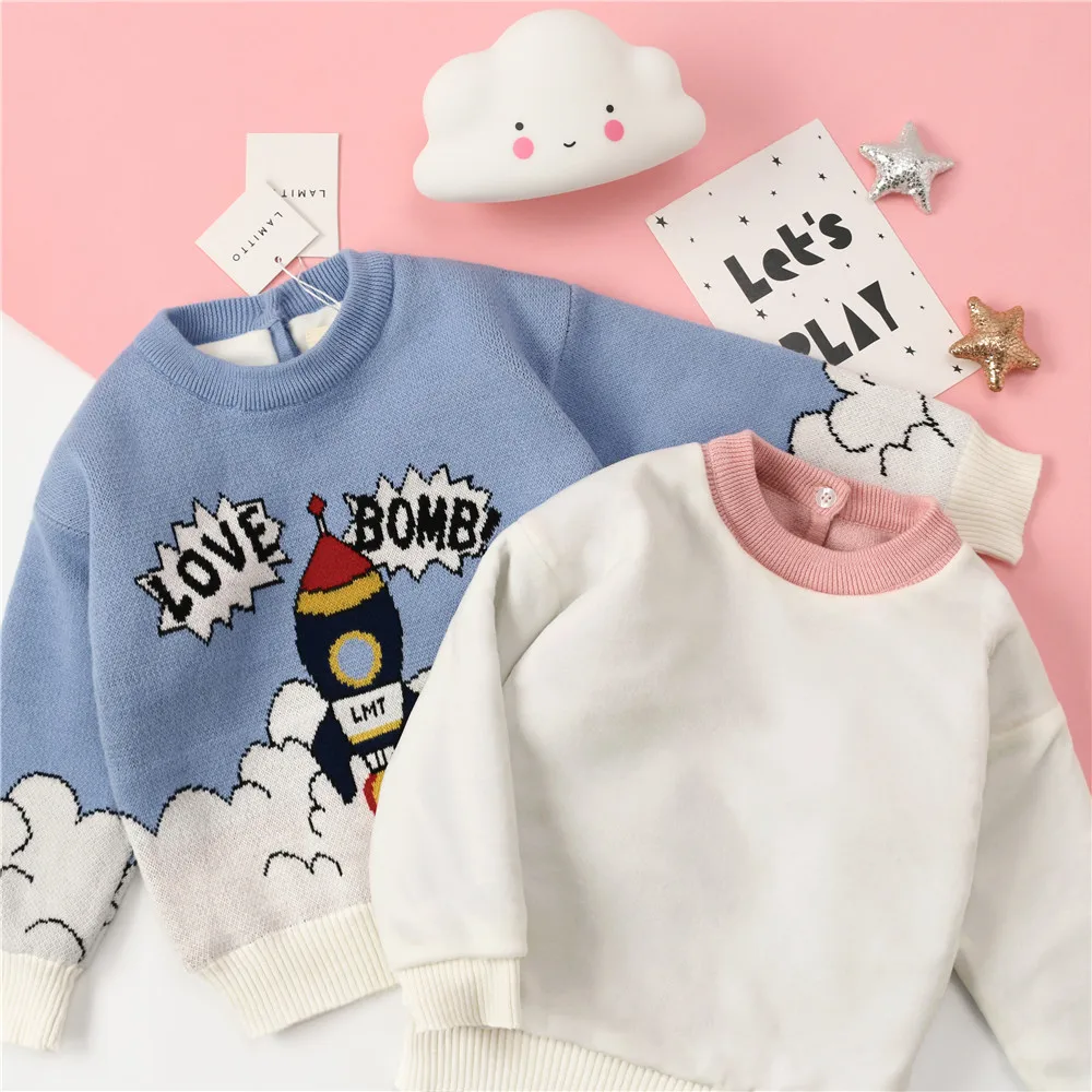 Tonytaobaby Winter New Boys and Girls Rocket Cloud Knitwear Sweater Plush