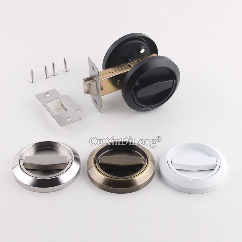 

1PCS Brushed/Black/Bronze/White Stainless Steel Recessed Cup Handles Privacy Sliding and Hidden Door Locks Hardware KF422