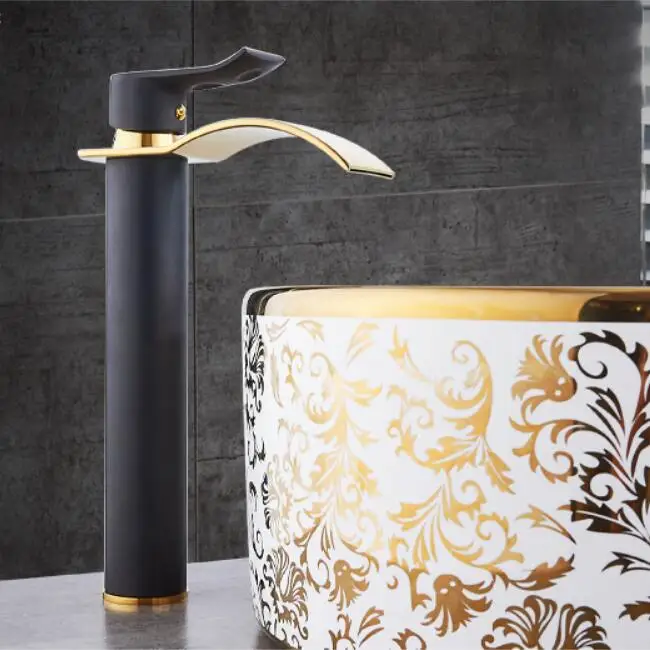 Tuqiu Wastafel Kraan Goud Waterval Kraan Messing Badkamer Kraan Badkamer Wastafel Kraan Mengkraan Warm En Koud Wastafel Kraan