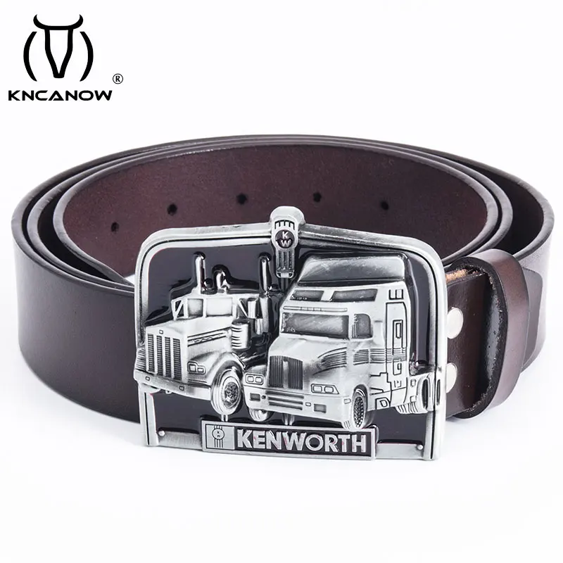 Vintage Belts For Mens 100% Real High Quality Full Grain Genuine Leather Kenworth Jeans Truck Driver 130cm Cintos Masculino