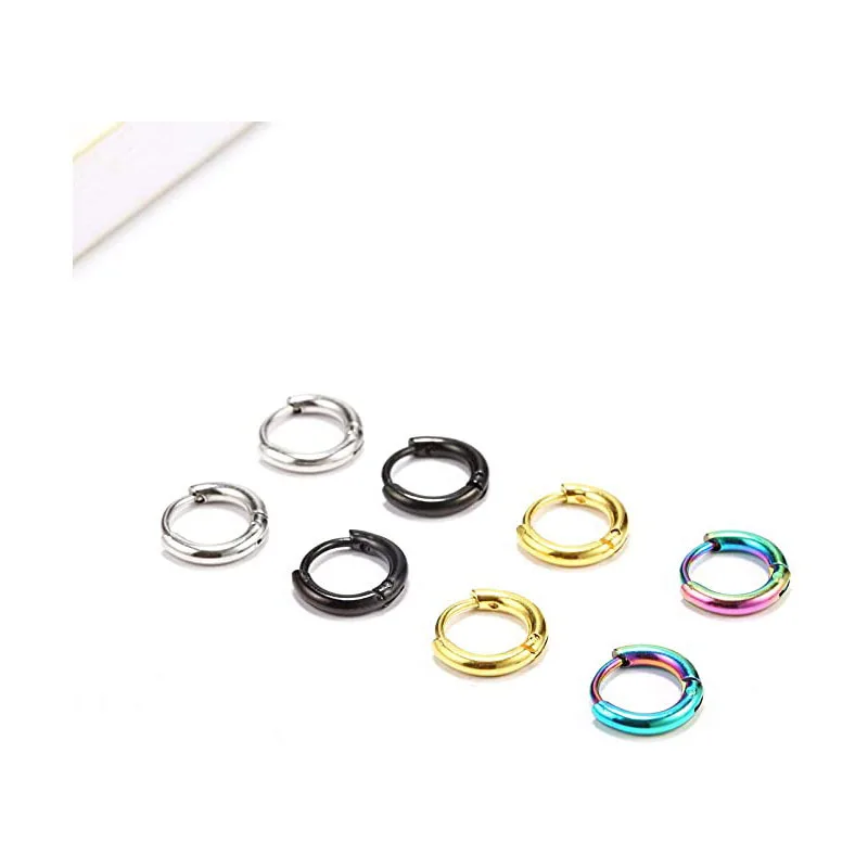 1 pair Trendy Small Hoops Earring Ear Piercing Cartilage Tragus Women/Man Circle Anti-allergic Ear ring 8/10/12/14/16/18/20mm