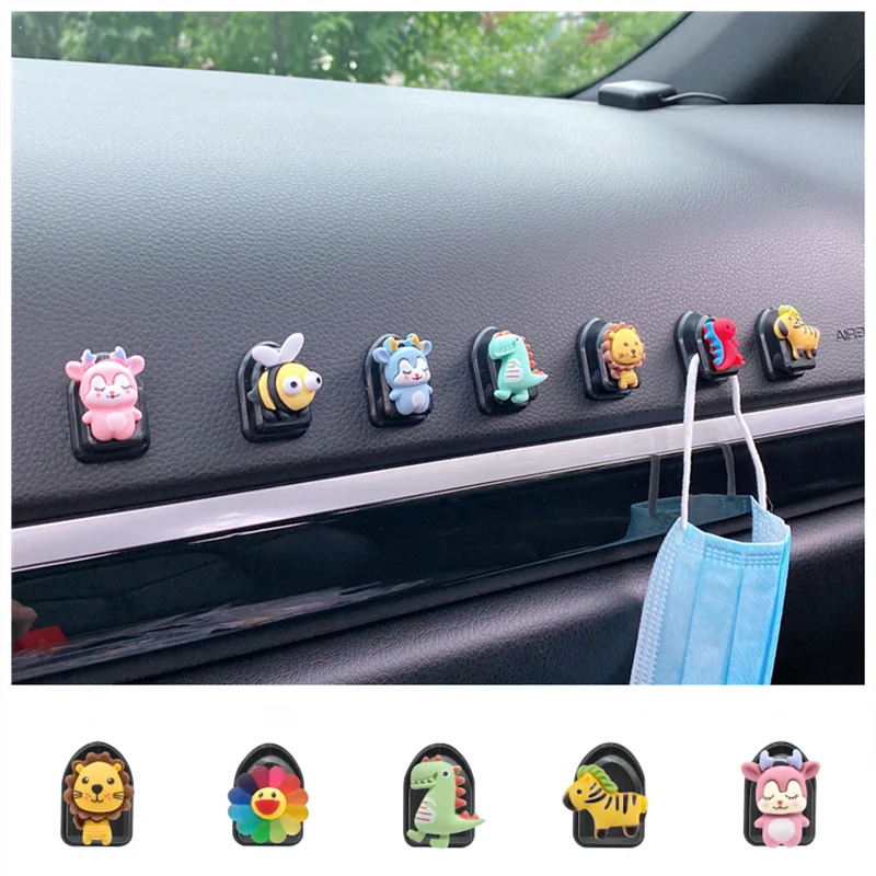 

4PCS Animal Car Hooks Wall-mounted Home Decor Blossom Sundries Holder Hooks Multifunction Masks Keys Organizer Hanger Hangers