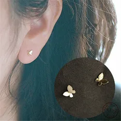 S925 Sterling Silver Plated 14K Gold Mini Shiny Butterfly Small And Fresh Women's Earrings, Exquisite Jewelry Accessories