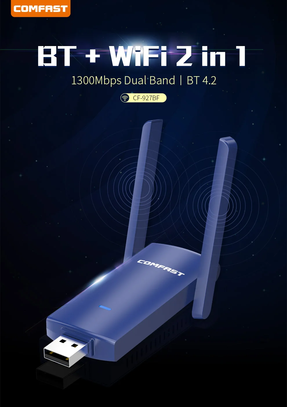 Adaptador Wifi USB de doble banda, tarjeta de red inalámbrica para escritorio, 1900Mbps, 5GHz, 2,4 Ghz, 802.11AC, RTL8814AU