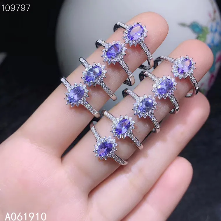 

KJJEAXCMY fine jewelry 925 sterling silver inlaid natural Tanzanite gemstone female ring popular support detection luxurious