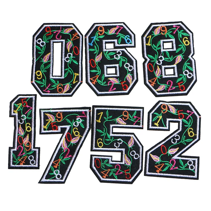 

1 Pcs Arabic numerals with flowers, digital patterns Cartoon icon Iron on Patches for Clothing DIY Patchwork Custom Badges