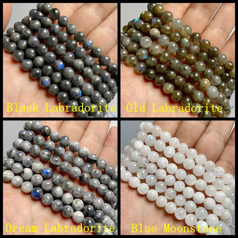 Genuine Natural Gray Black Blue Labradorite Moonstone Beads Loose Spacer Quality Gem Stones Bead Accessories For Jewelry Making