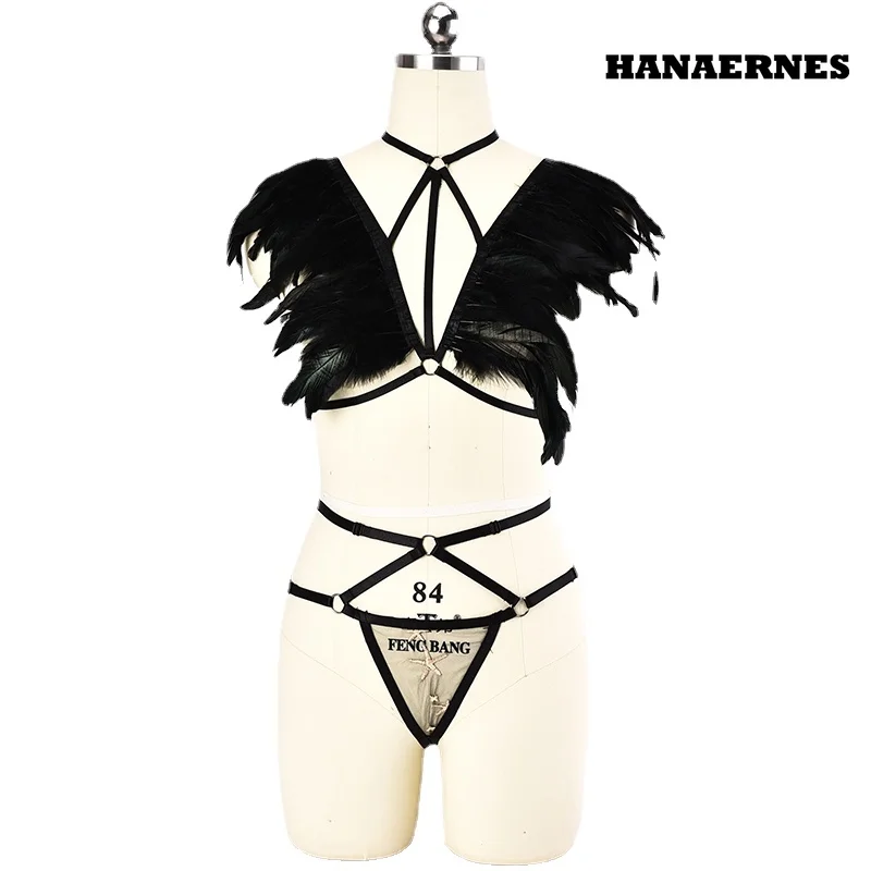 Intimo donna Sexy Lingerie erotica reggiseno gabbia vita Harajuku spada cintura bretella Bondage Body pettorina giarrettiera Goth Set