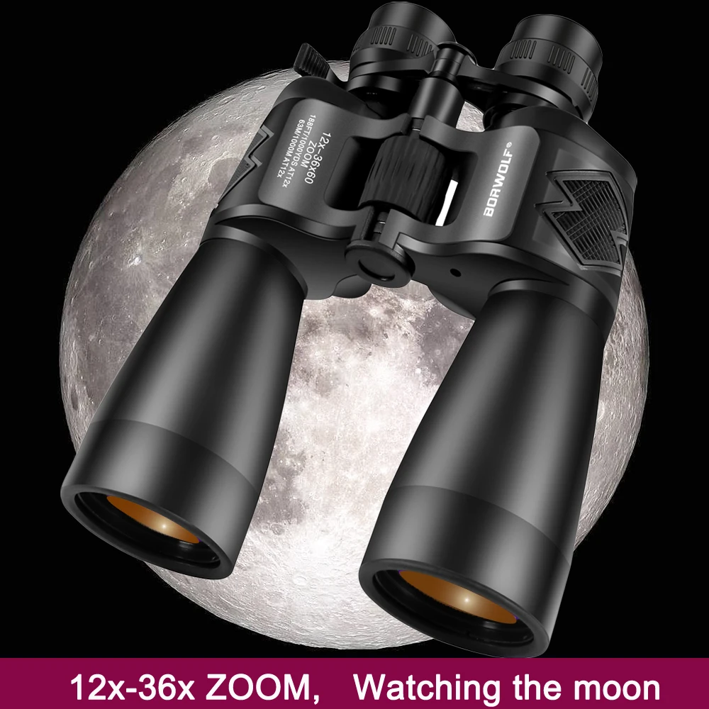 

Borwolf 12-36X60 High Magnification HD Professional Zoom Binoculars 12-36 times Telescope Light Night Vision