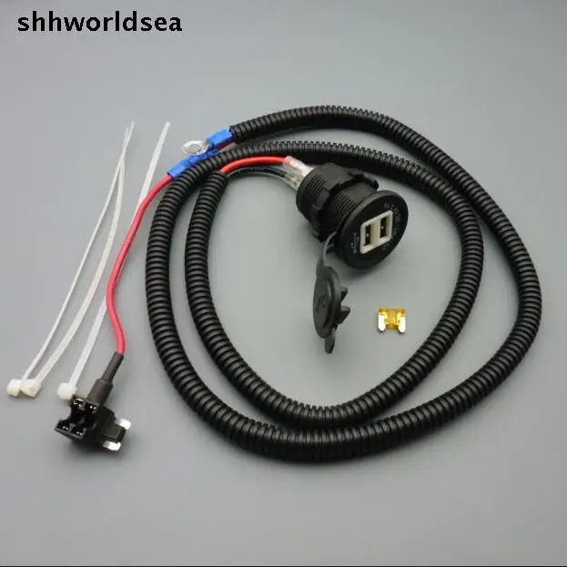 worldgolden 1/5/50set 5V 3.1A Waterproof Motorcycle Car Lighter Socket Power Plug mirco Mini USB  Car Charger Adapter