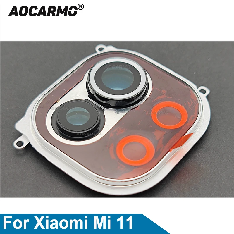 

Aocarmo For Xiaomi Mi 11 Rear Back Camera Lens Glass With Frame Sticker Repair Part