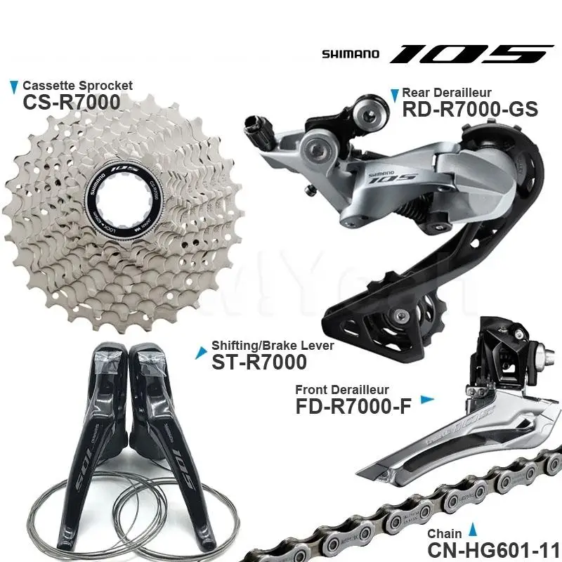 

SHIMANO 105 R7000 2x11v Road bike Groupset with Brake ST Lever Cassette Sprocket Chain Front/Rear Derailleur ORIGINAL Parts