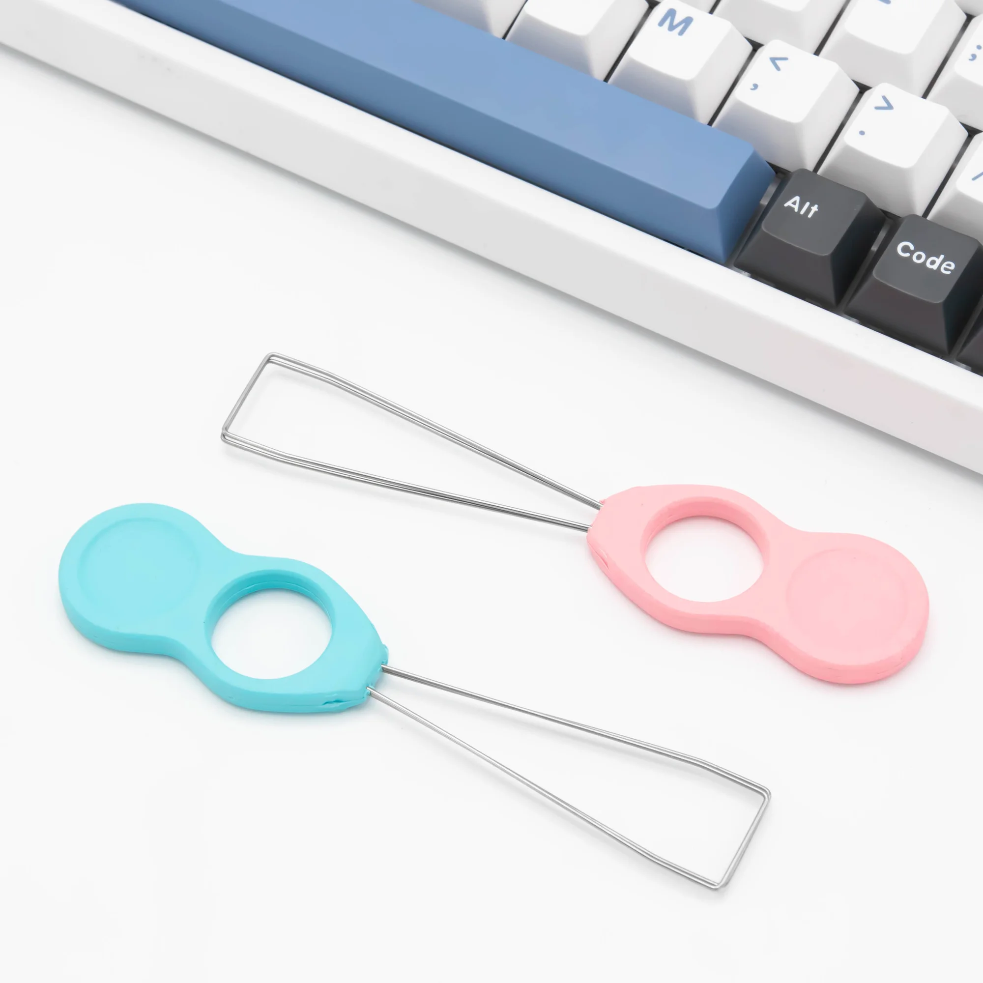 1ชิ้นโลหะ Keycap Puller คีย์บอร์ด Keycaps Remover สีชมพูเครื่องมือสีฟ้า