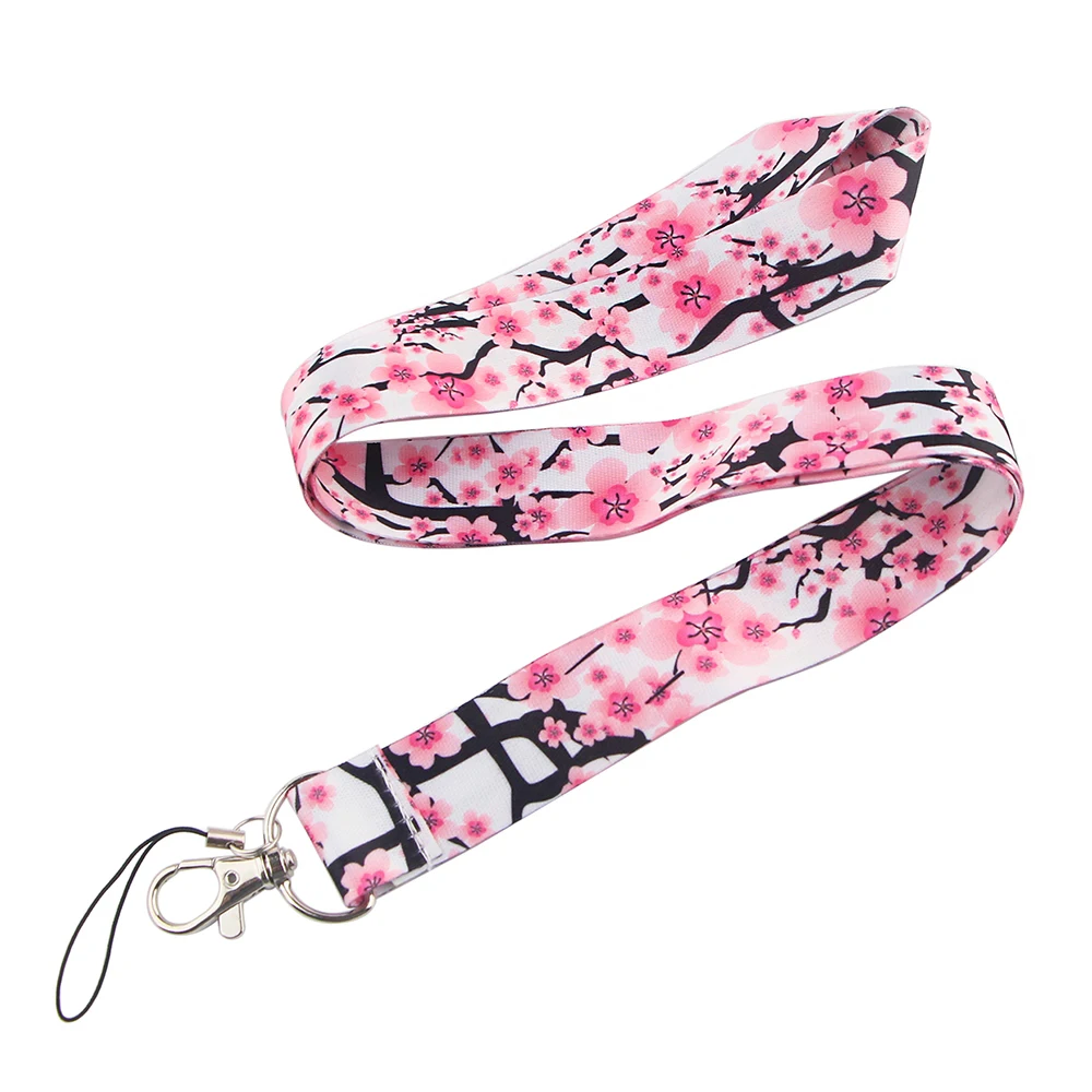 CB123 Cherry Blossoms Fashion Cute Lanyards for Key Neck Strap for Card Badge Gym Keychain Lanyard Key Holder DIY Hang Rope