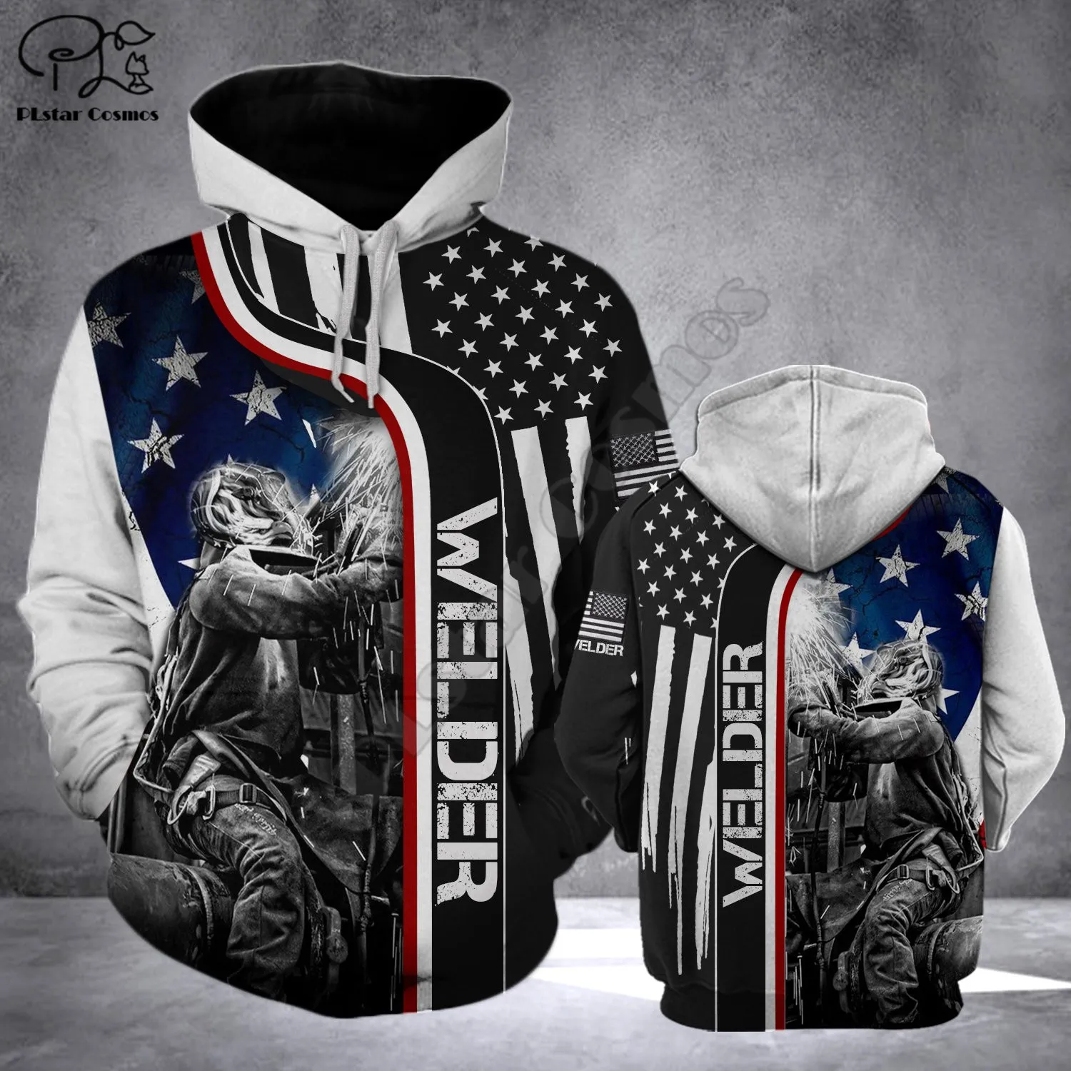 Welder Flag  printed Hoodies sweatshirts Men Women Fashion Hooded Long Sleeve streetwear Pullover cosplay costumes