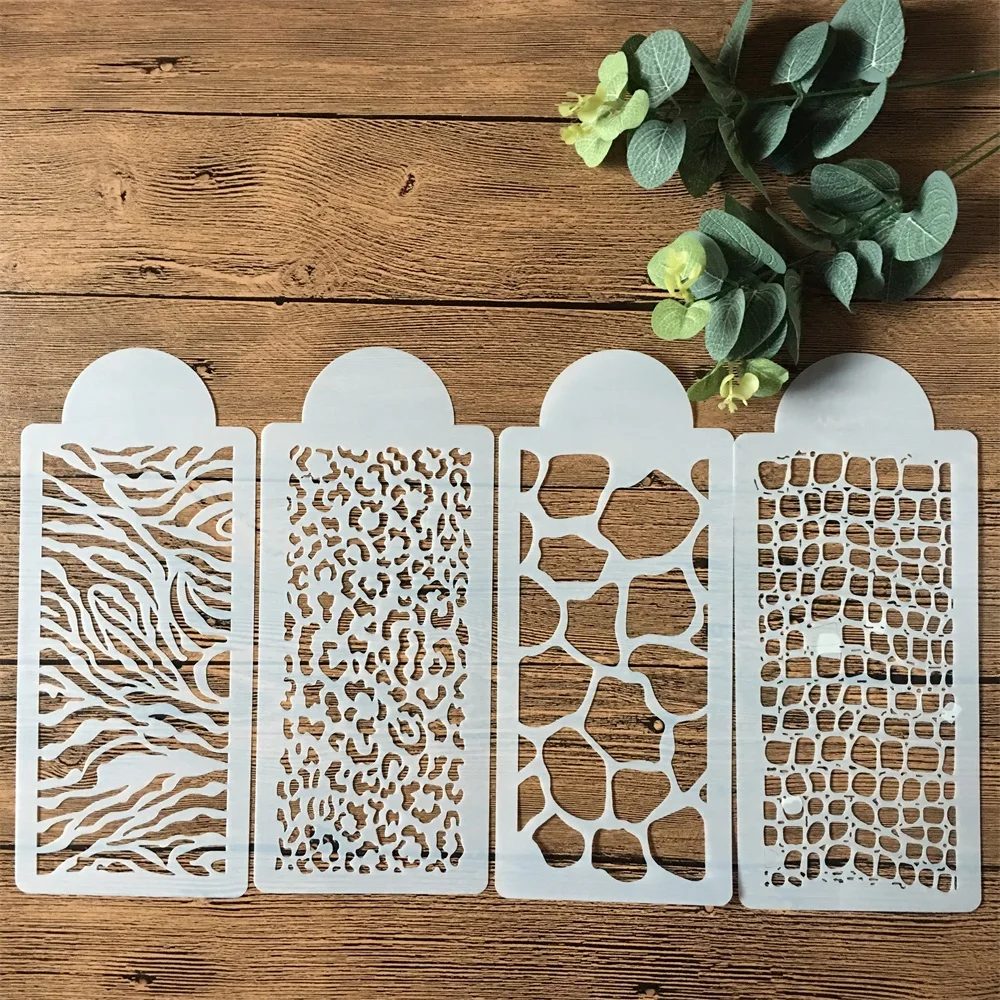 4Pcs/Set 26.5cm Flower Texture DIY Layering Stencils Wall Painting Scrapbook Coloring Embossing Album Decorative Template