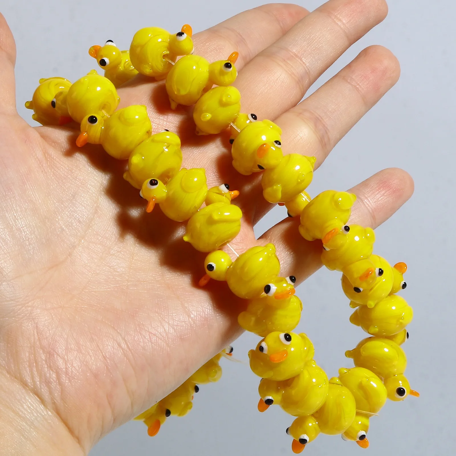 DoreenBeads 2PCs Lampwork Glass Beads Cute Duck Animal Yellow Spacer Beads For DIY Making Bracelets Necklace Jewelry Findings