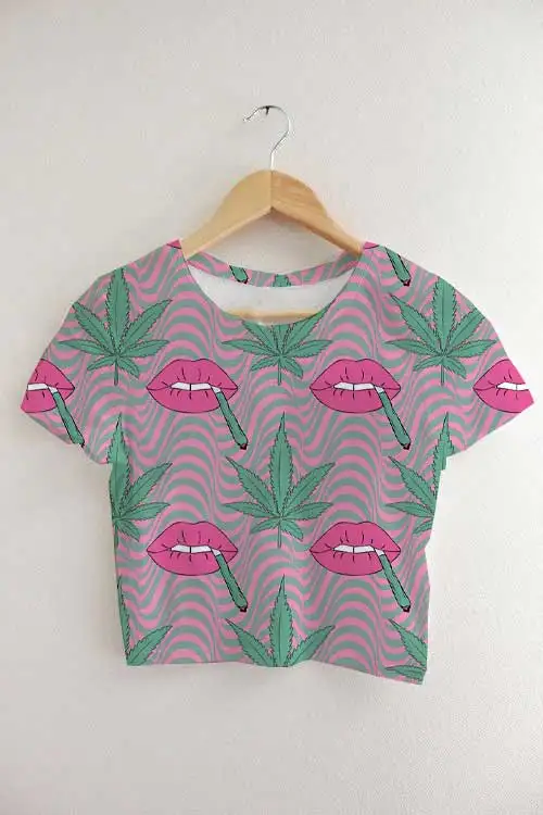 

Custom Made Sublimation Print Trippy Stonner Dancing Crop T-Shirt Tops